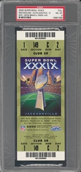2005 Super Bowl XXXIX Full Ticket, Green Variation - PSA NM-MT 8